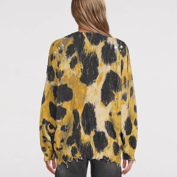 R13 Oversized Sweater Cardigan In Leopard - Picture 3 of 12